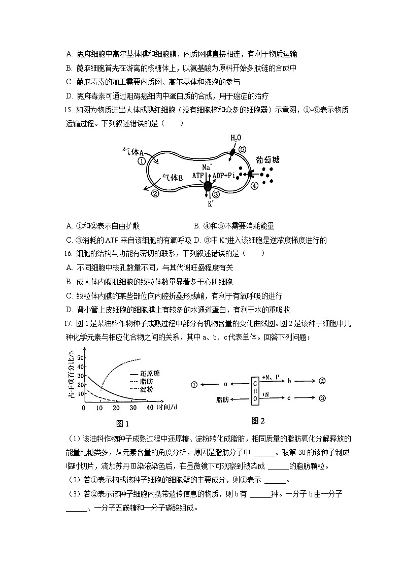 2021-2022学年福建省宁德市高一（上）期末生物试卷（含答案解析）第3页