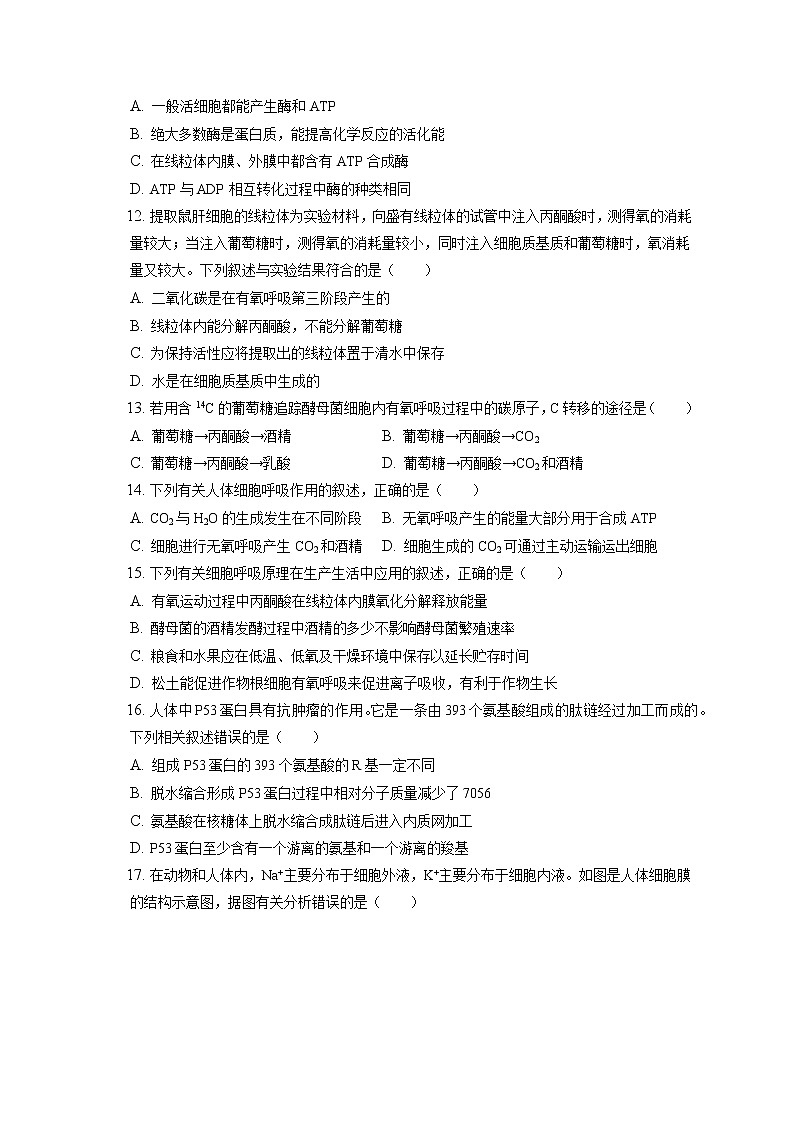 2021-2022学年辽宁省朝阳市建平县高一（上）期末生物试卷（含答案解析）第3页