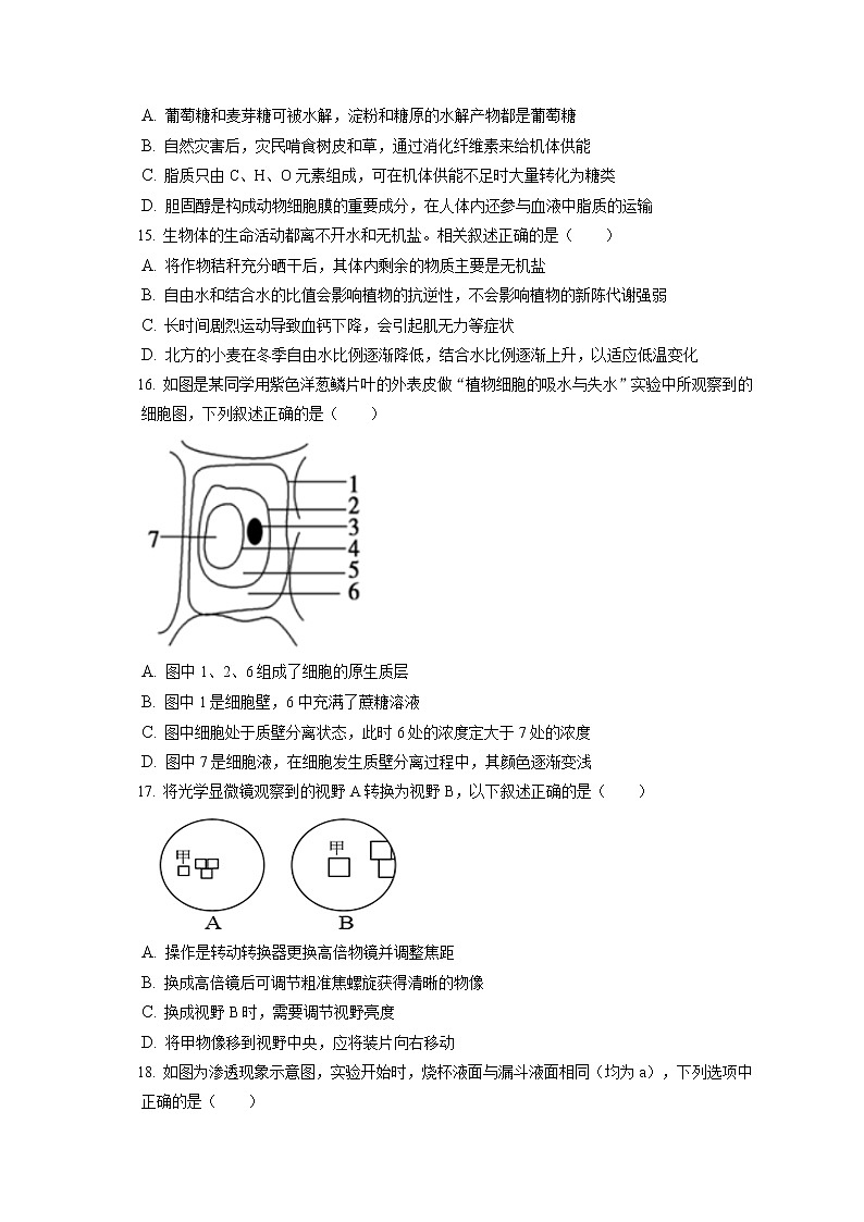 2021-2022学年吉林省松原市乾安七中高一（上）期末生物试卷（含答案解析）03