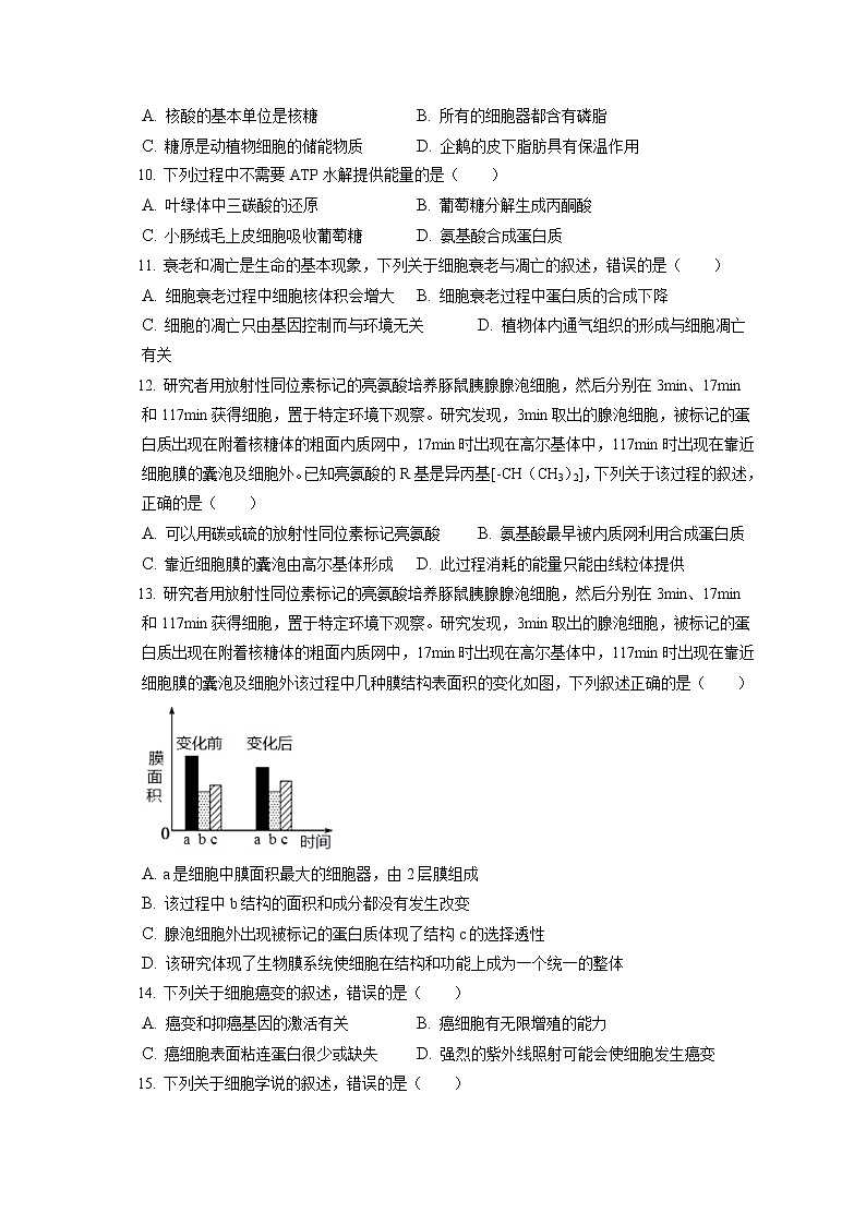 2021-2022学年浙江省湖州市高一（上）期末生物试卷（含答案解析）第2页