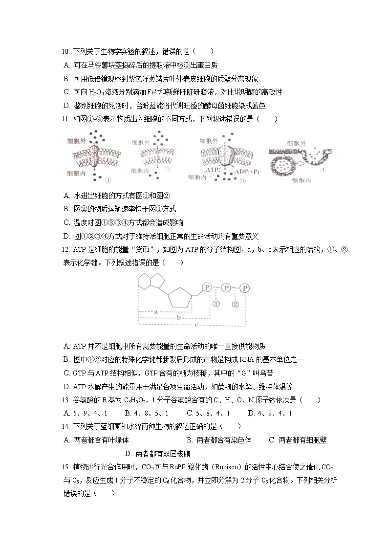 2021-2022学年江苏省南通市海安市高一（上）期末生物试卷（含答案解析）02