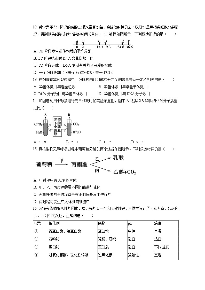 2021-2022学年天津市和平区高一（上）期末生物试卷（含答案解析）03