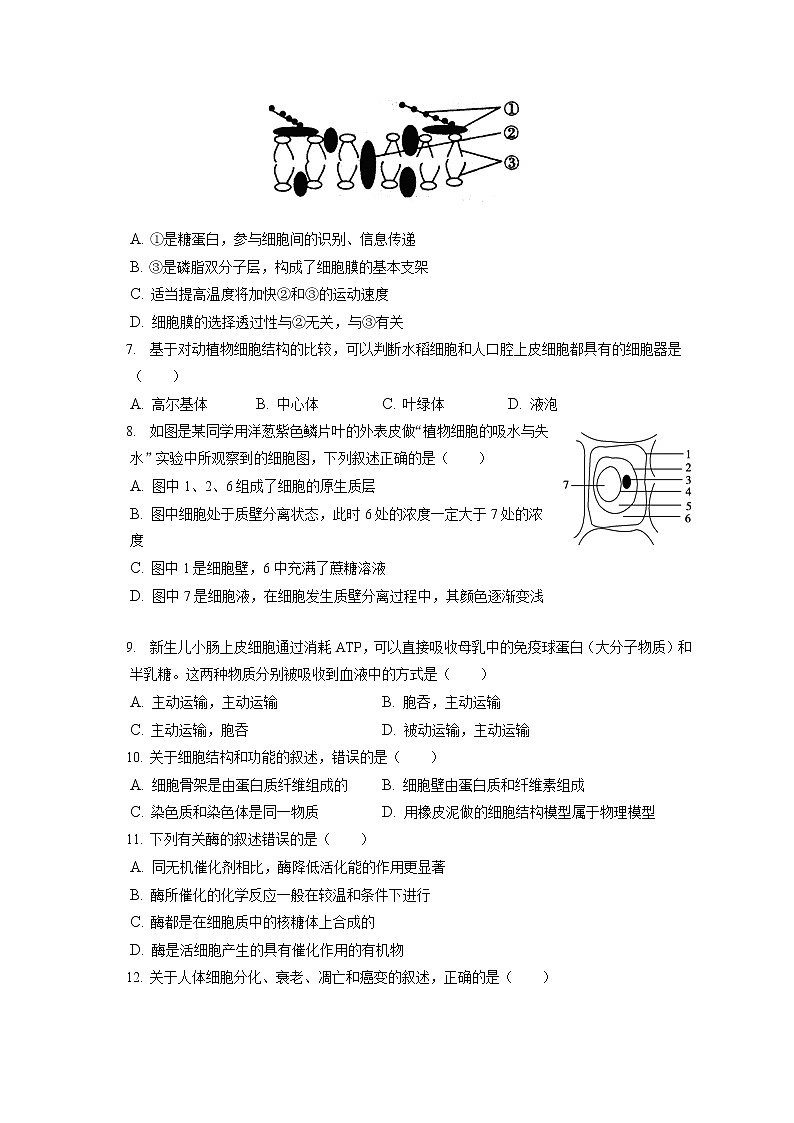 2021-2022学年山西省大同市高一（上）期末生物试卷（含答案解析）02