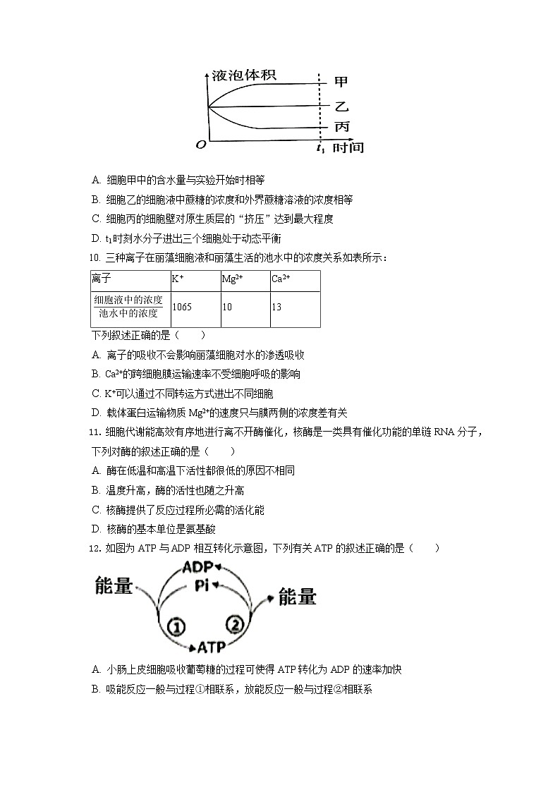 2021-2022学年江西省抚州市高一（上）期末生物试卷（含答案解析）03