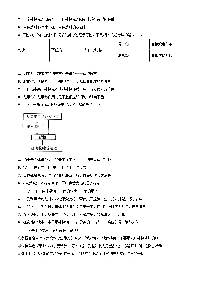 河南省南阳市2021-2022学年高二上学期期终质量评估生物试题无答案第3页