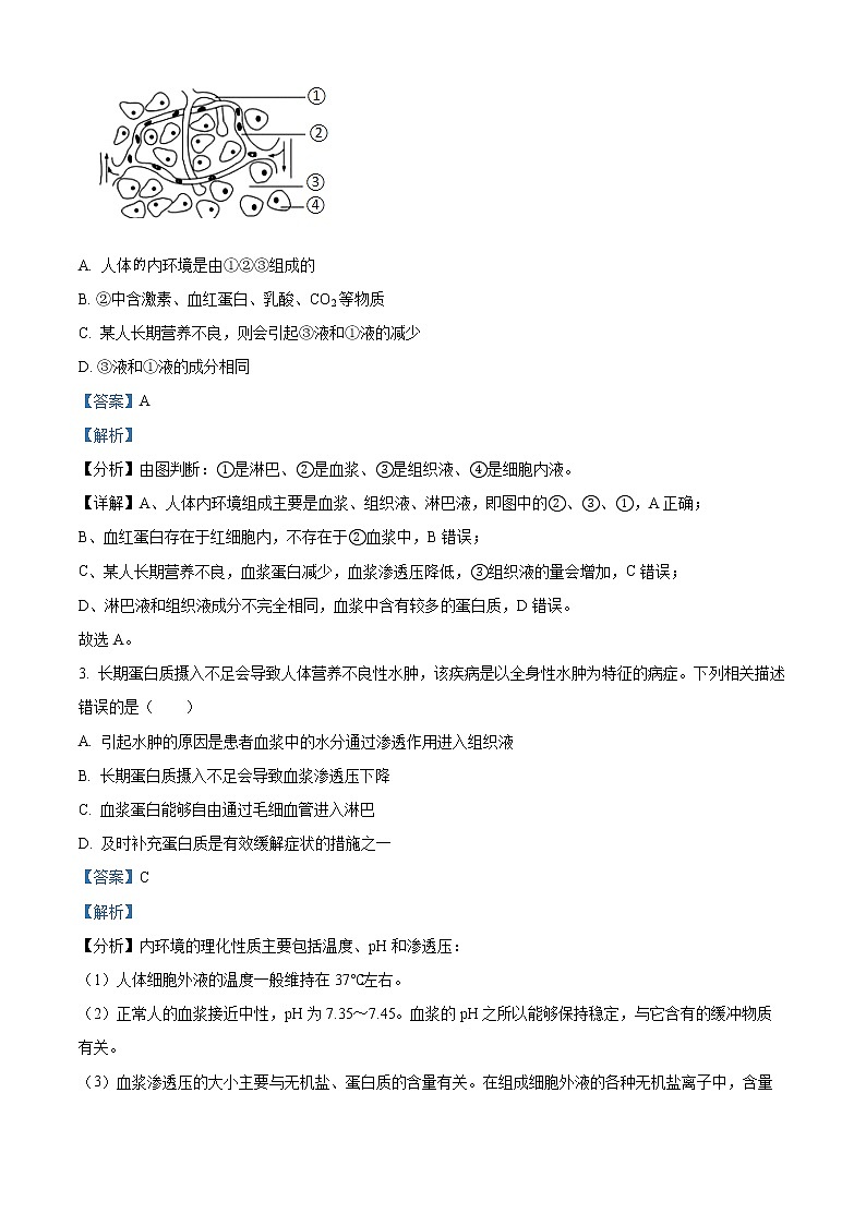 2023天津市三中高二上学期期中考试生物试题含解析02