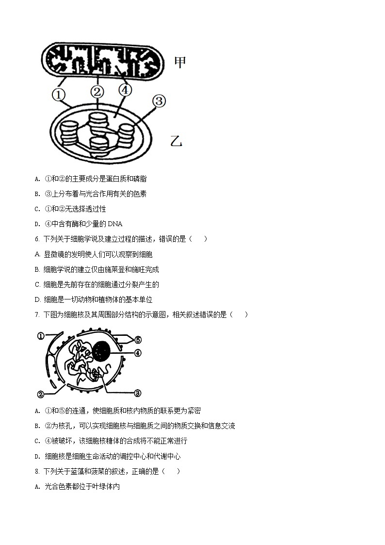 2022徐州高一上学期期末抽测生物试题含答案02