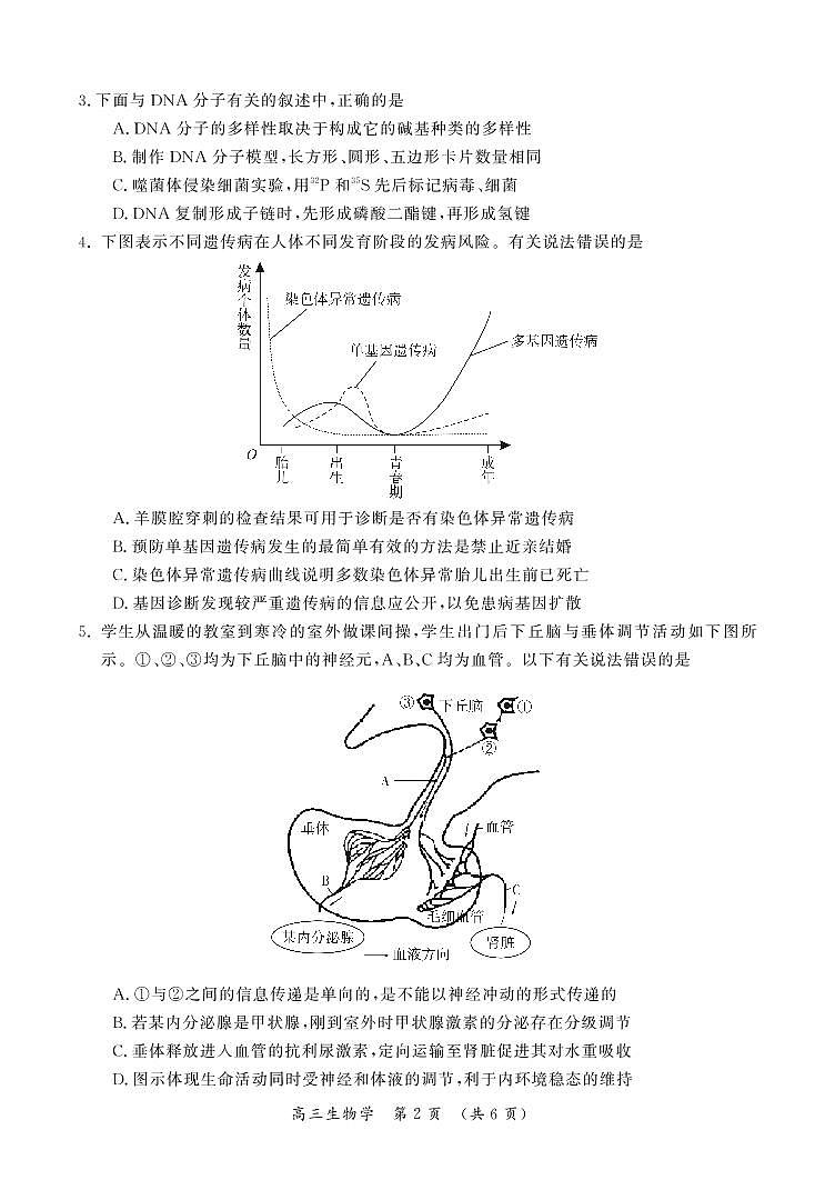 河南省开封市2022-2023学年高三生物上学期12月一模考试试题（PDF版附答案）第2页