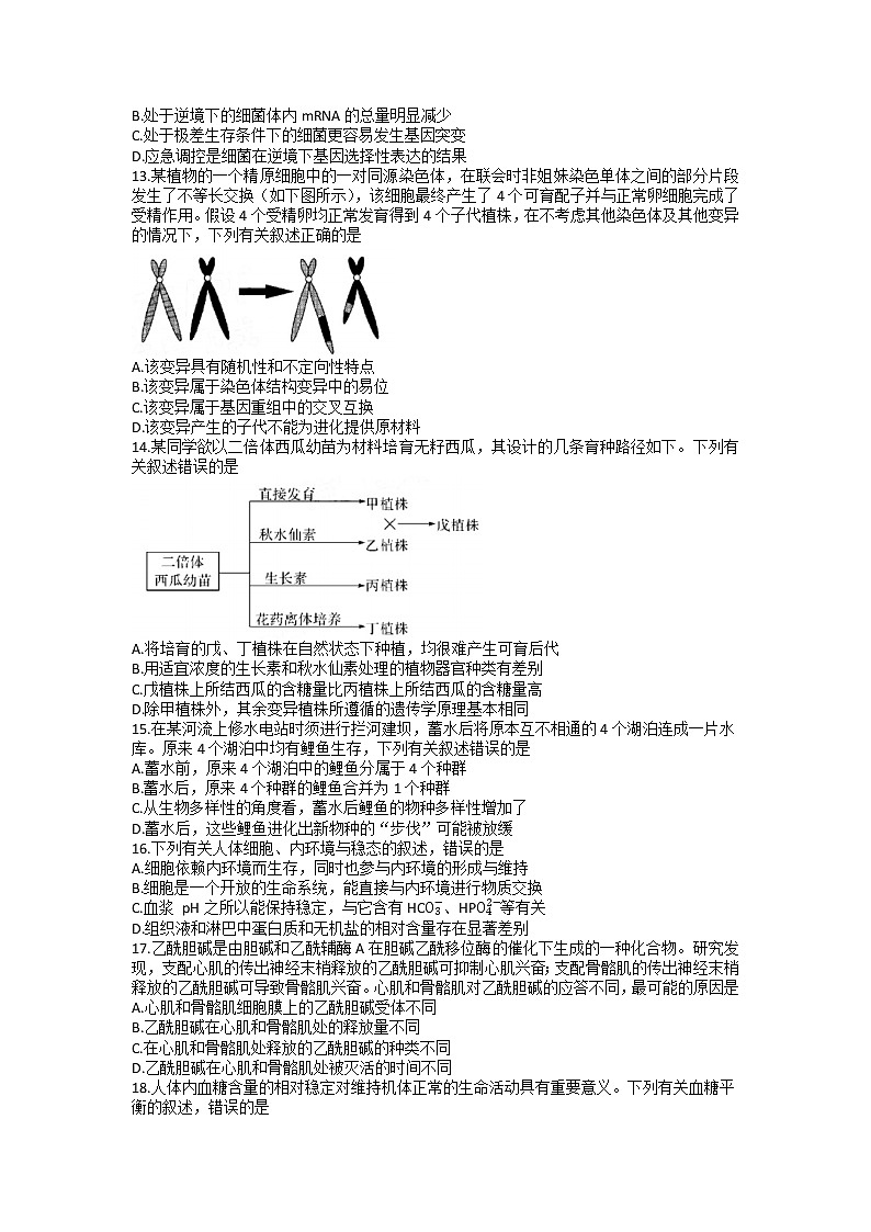 全国重点高中新百年竞优联考2022-2023学年高三上学期第一次考试生物试题第3页