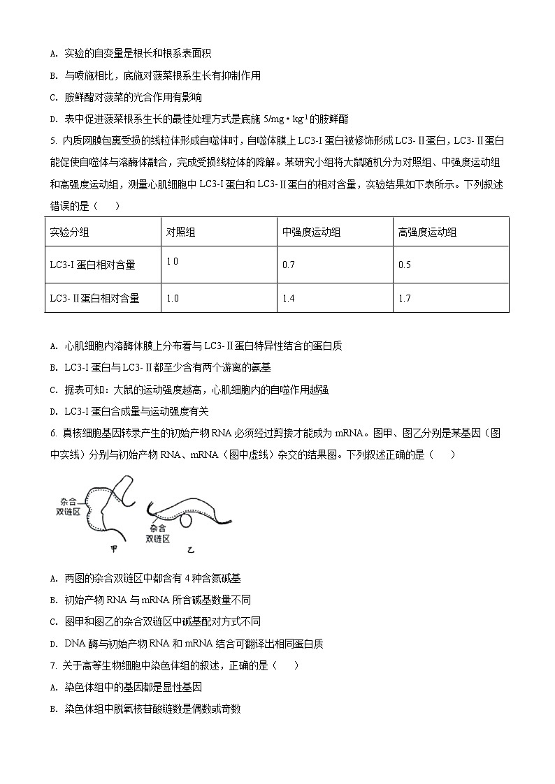 2022届河北省唐山市高三二模生物试题（含答案）02