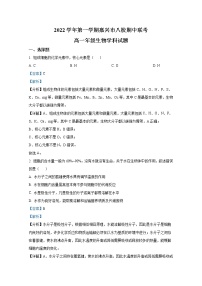 浙江省嘉兴市八校联盟2022-2023学年高一生物上学期期中考试试题（Word版附解析）