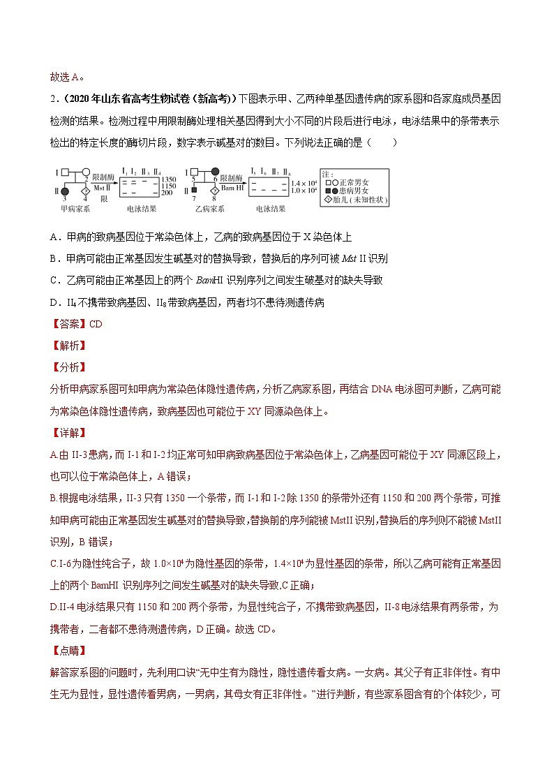 (新高考)高考生物一轮复习课时作业第七单元伴性遗传和人类遗传病(含解析)第2页