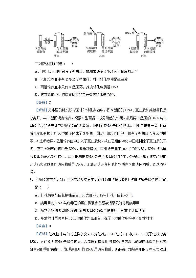 （新高考）高考生物三轮冲刺小题必练12遗传物质的探索DNA的结构和复制(解析版)第2页