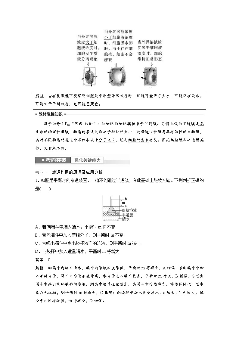 (新高考)2023年高考生物一轮复习讲义第2单元第5课时水进出细胞的原理(含解析)第3页