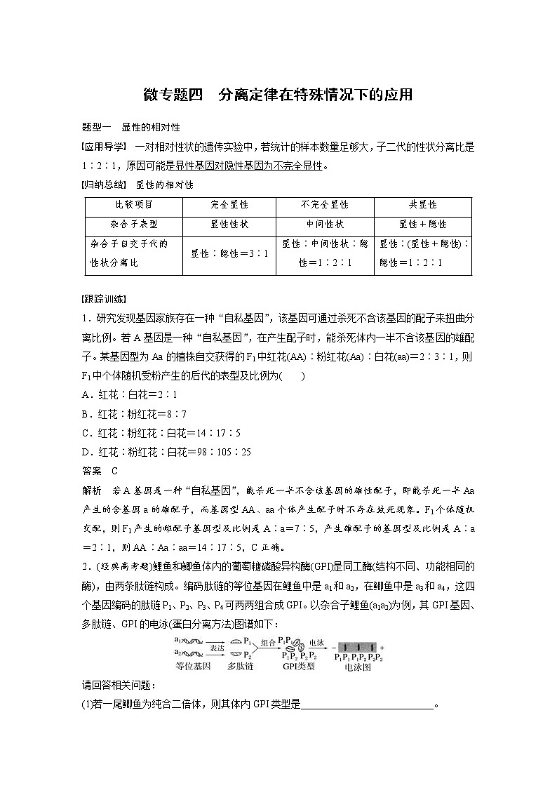 (新高考)2023年高考生物一轮复习讲义第5单元微专题四分离定律在特殊情况下的应用(含解析)第1页