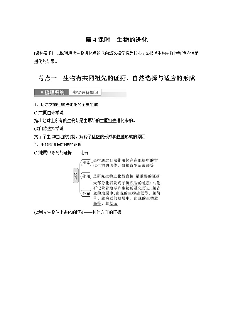 (新高考)2023年高考生物一轮复习讲义第7单元第4课时生物的进化(含解析)01