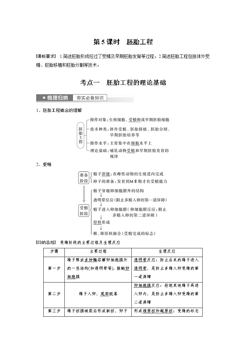 (新高考)2023年高考生物一轮复习讲义第10单元第5课时胚胎工程(含解析)第1页