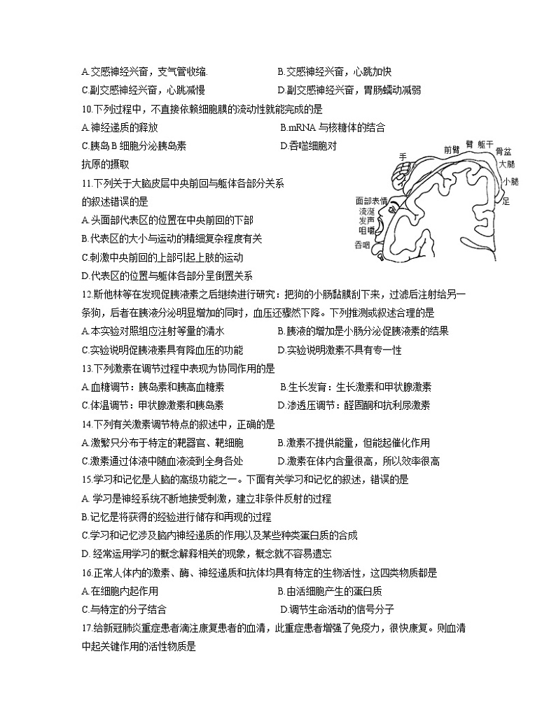 广东省华南师范大学附属中学2022-2023学年高二生物上学期期中考试试卷（Word版附答案）第3页