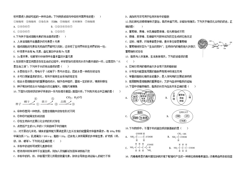 2022-2023学年山东省德州市第一中学高一上学期10月月考生物试题含答案第2页
