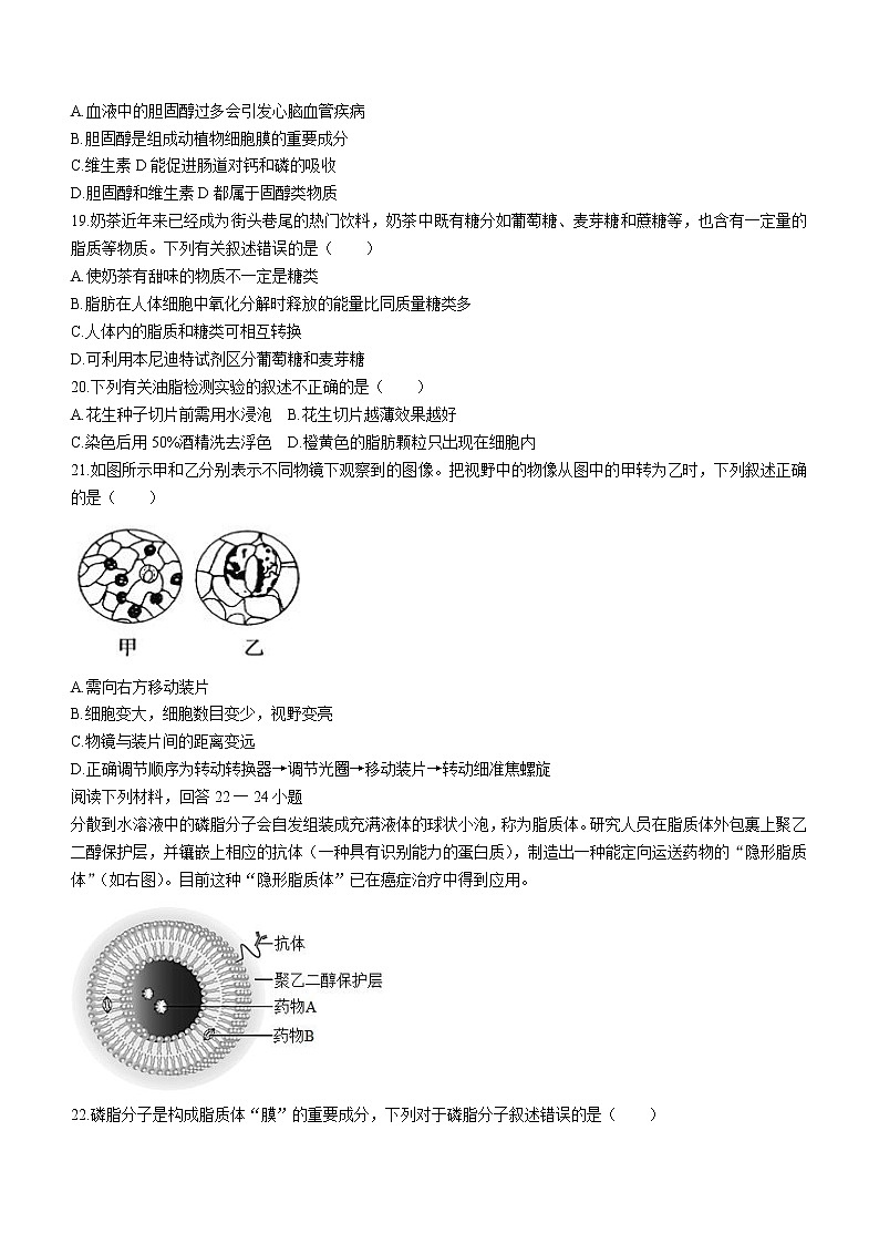 2022-2023学年浙江省精诚联盟高一上学期10月联考生物试题含答案第3页