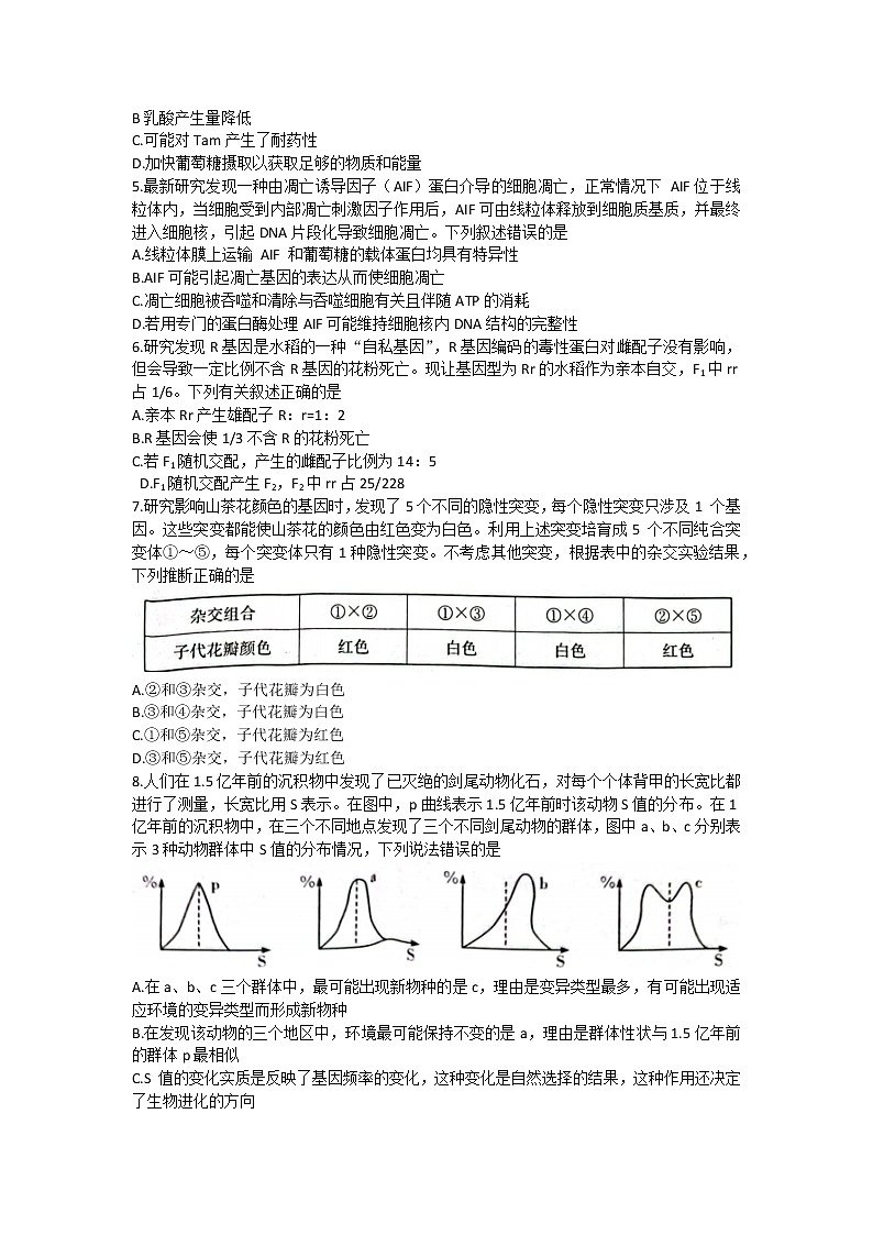 湖南省长沙市第一中学2023届高三生物上学期月考卷（四）试题（Word版附解析）02