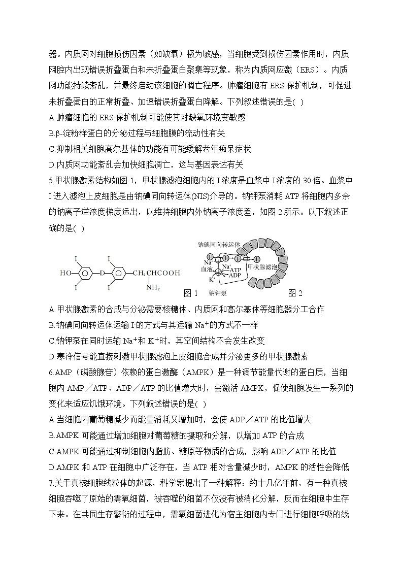 2022-2023学年人教版（2019）高一生物学上学期期末达标测试卷（B卷）02