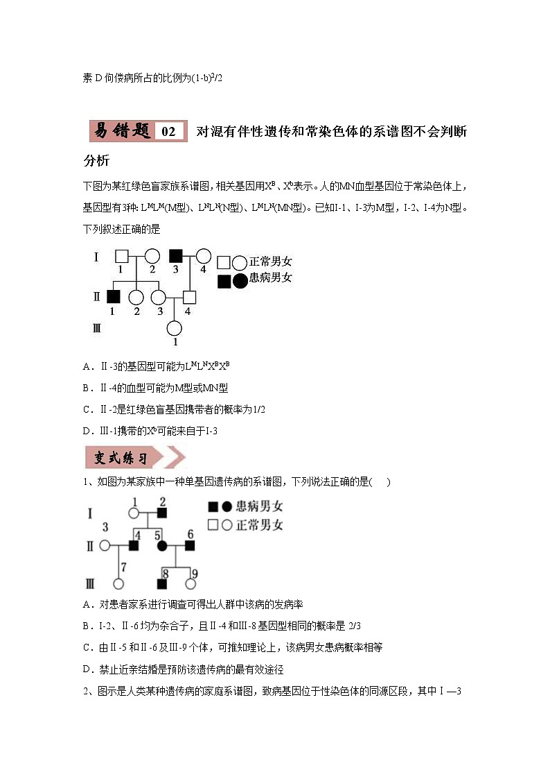 (新高考)高考生物二轮复习易错点09遗传与人类健康（原卷版）第3页
