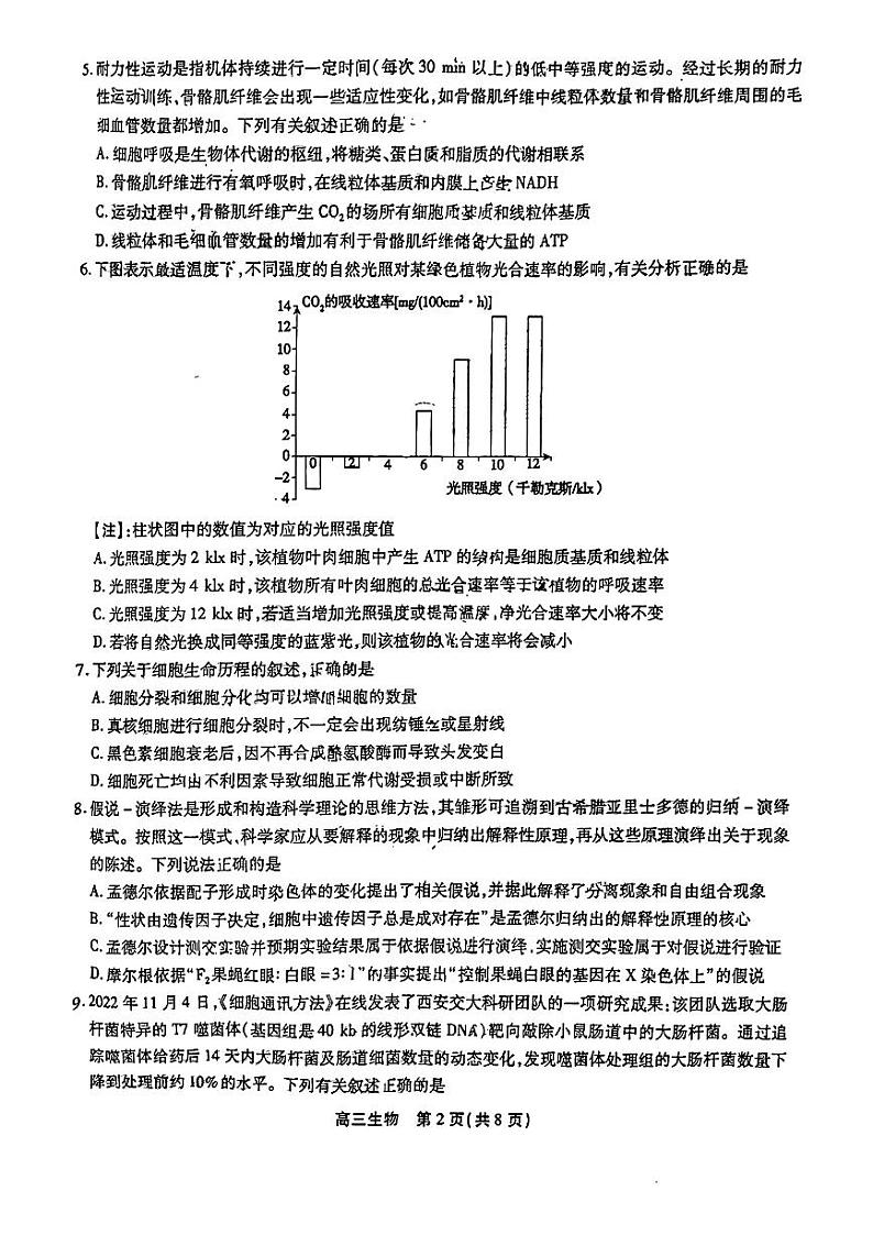 2022-2023学年安徽省鼎尖名校联盟高三上学期12月联考试题 生物 PDF版02