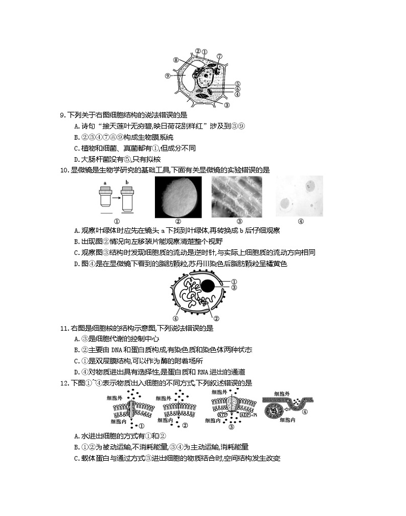 江苏省百校联考2022-2023学年高一上学期12月份阶段检测生物试题第3页