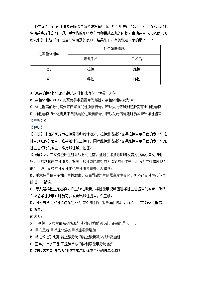 湖南省长沙市长郡中学2022-2023学年高二生物上学期第三次月考试题（Word版附解析）03