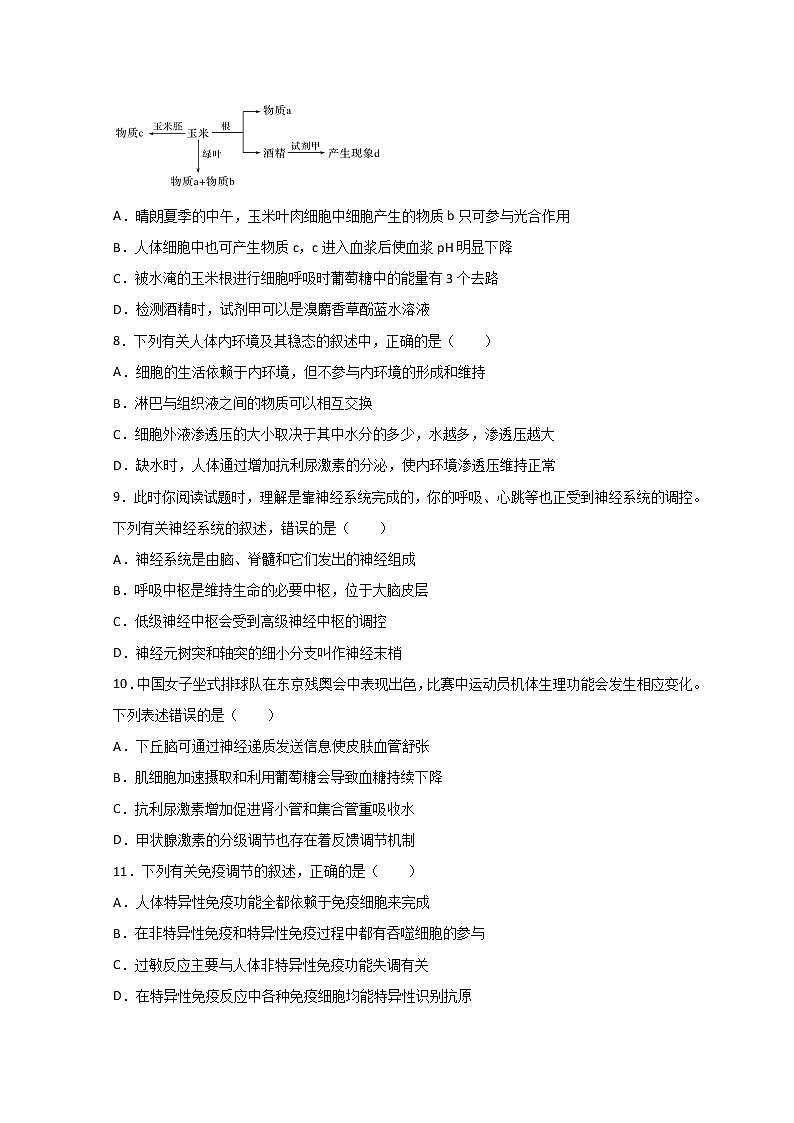 2021-2022学年新疆喀什市第六中学高二上学期期中考试生物试题含答案02