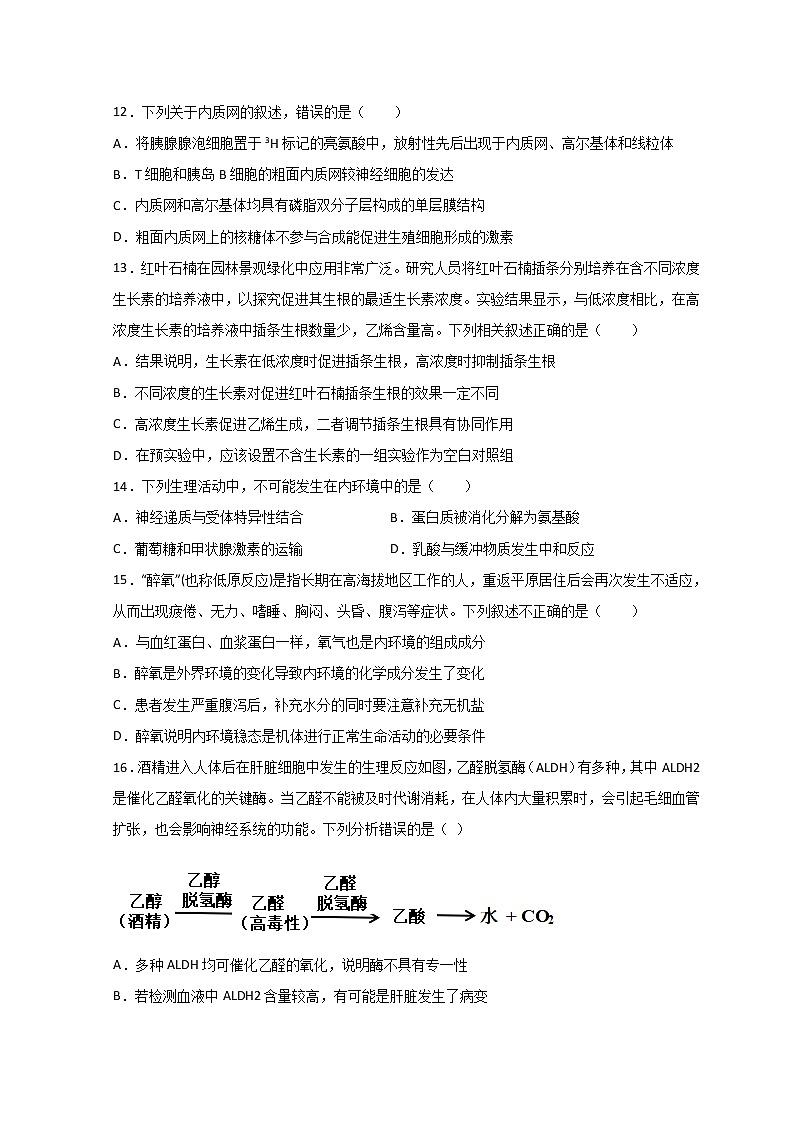 2021-2022学年新疆喀什市第六中学高二上学期期中考试生物试题含答案03