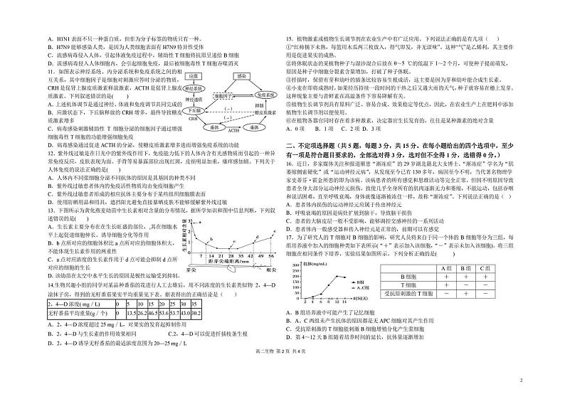 2022-2023学年山东省青岛第二中学高二上学期期中考试生物试题pdf版含答案02
