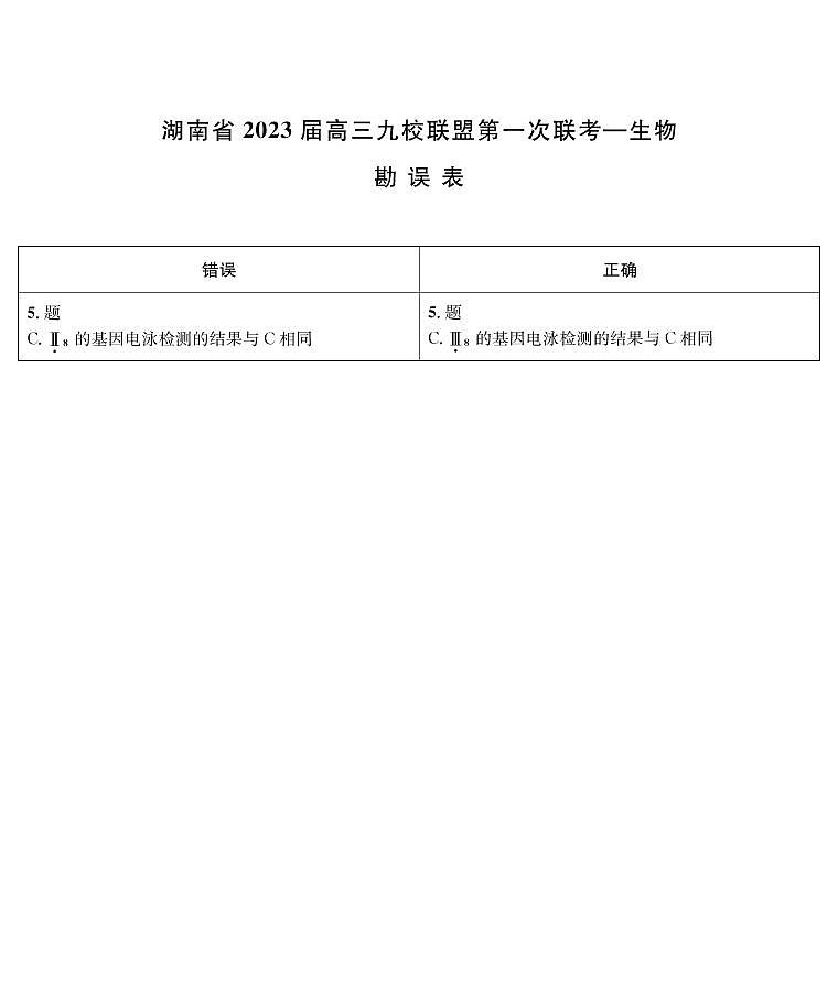 2023湖南省九校联盟高三上学期第一次联考生物试题PDF版含解析01