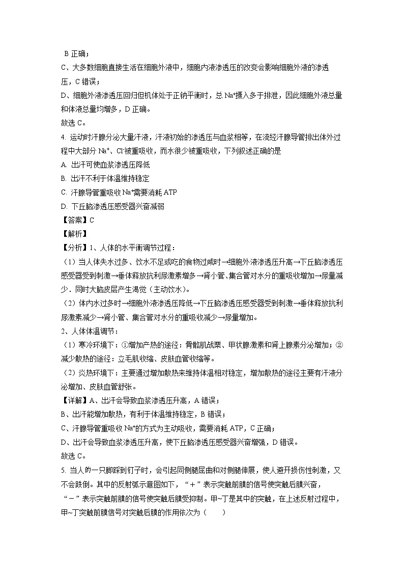 2022济南莱芜凤城高级中学高二上学期期中考试生物试题含解析03