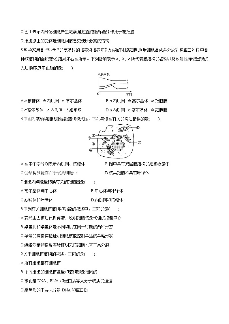 【期末考点复习】人教版(2019)生物必修1 高一上学期期末备考-考点04 细胞的基本结构 试卷02