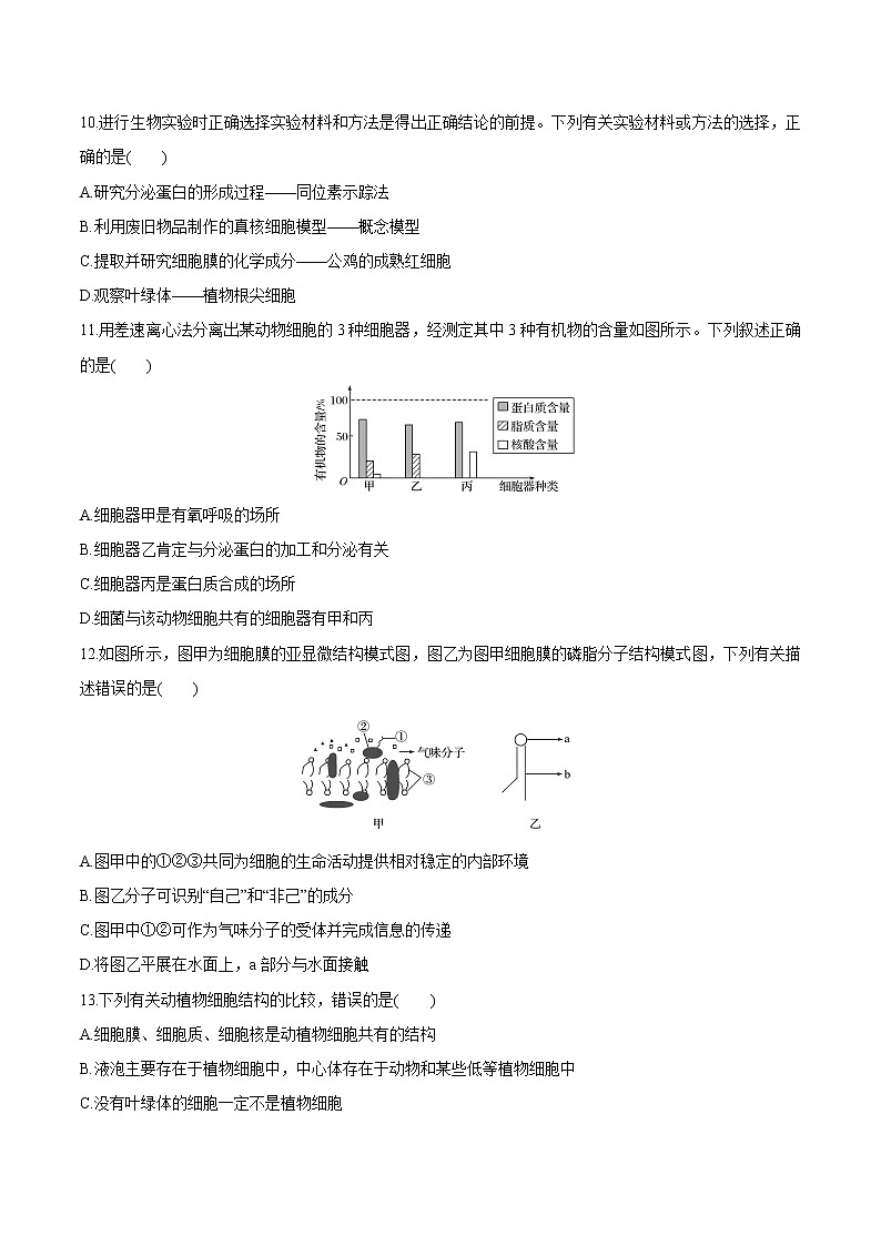 【期末考点复习】人教版(2019)生物必修1 高一上学期期末备考-考点04 细胞的基本结构 试卷03