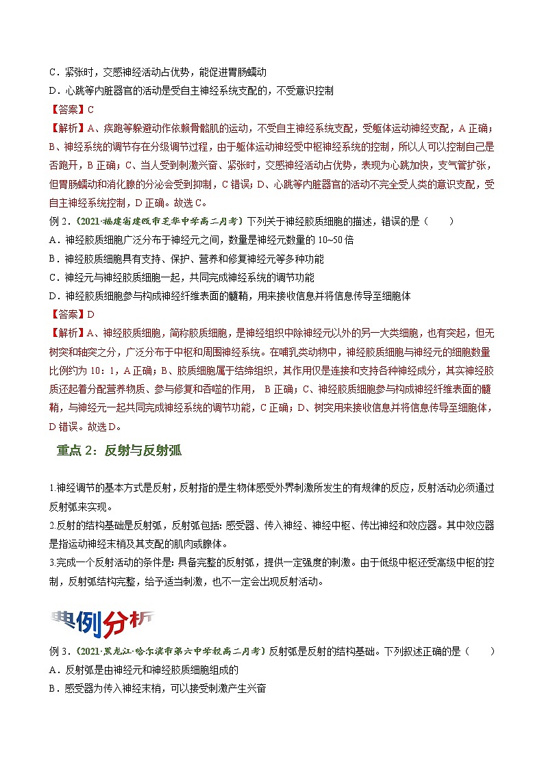 【期末综合备考】人教版(2019)生物高二专题备考：专题2 神经调节（选择性必修1）02