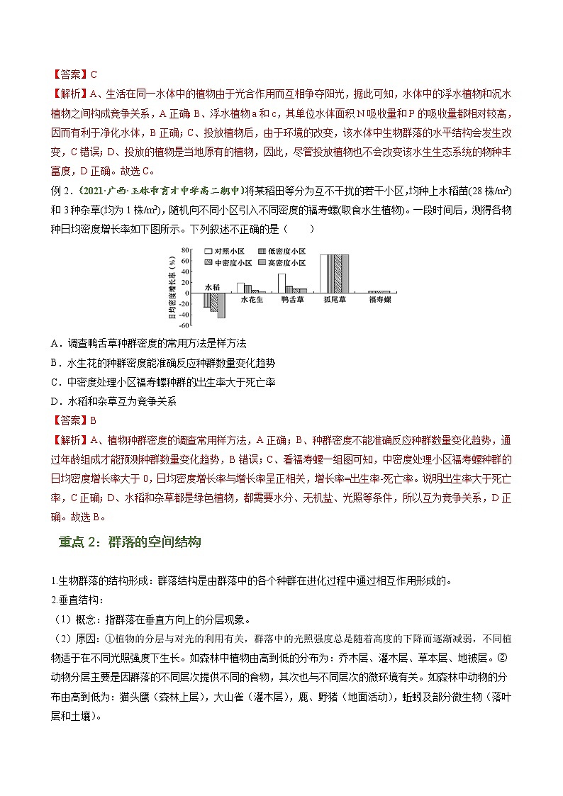 【期末综合备考】人教版(2019)生物高二专题备考：专题2 群落及其演替（选择性必修2）02