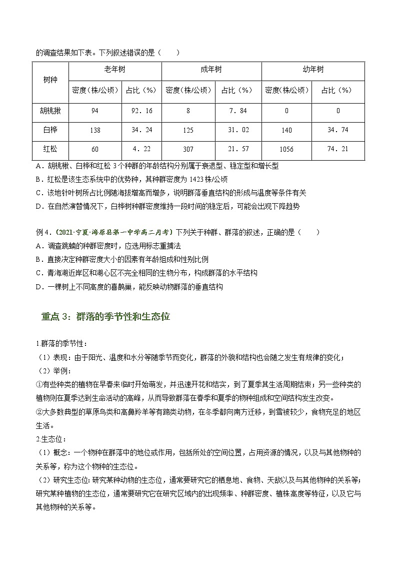 【期末综合备考】人教版(2019)生物高二专题备考：专题2 群落及其演替（选择性必修2）03