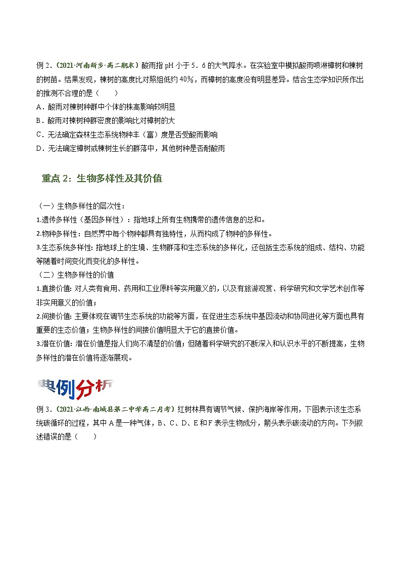 【期末综合备考】人教版(2019)生物高二专题备考：专题4 人与环境（原卷版）（选择性必修2）第2页