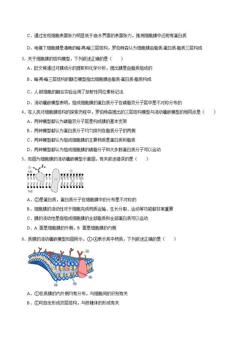 【期末考点精练】人教版(2019)高一必修1-期末专攻1 细胞的结构和功能（考点识记+试题精练）（学生版）第2页