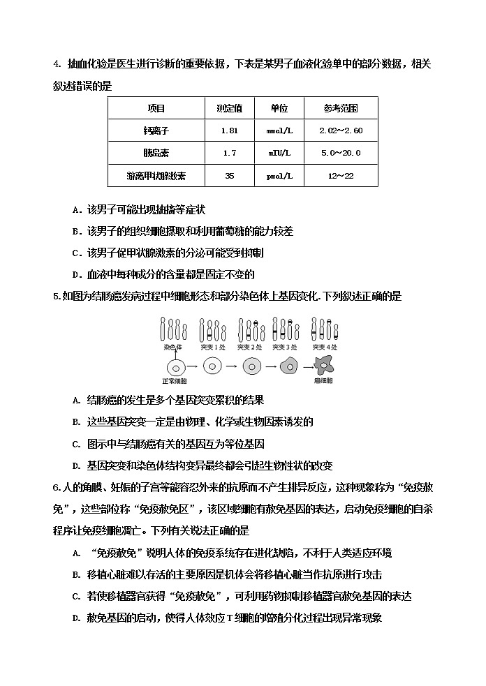 天津市红桥区2020-2021学年高三上学期期末考试生物试题第2页