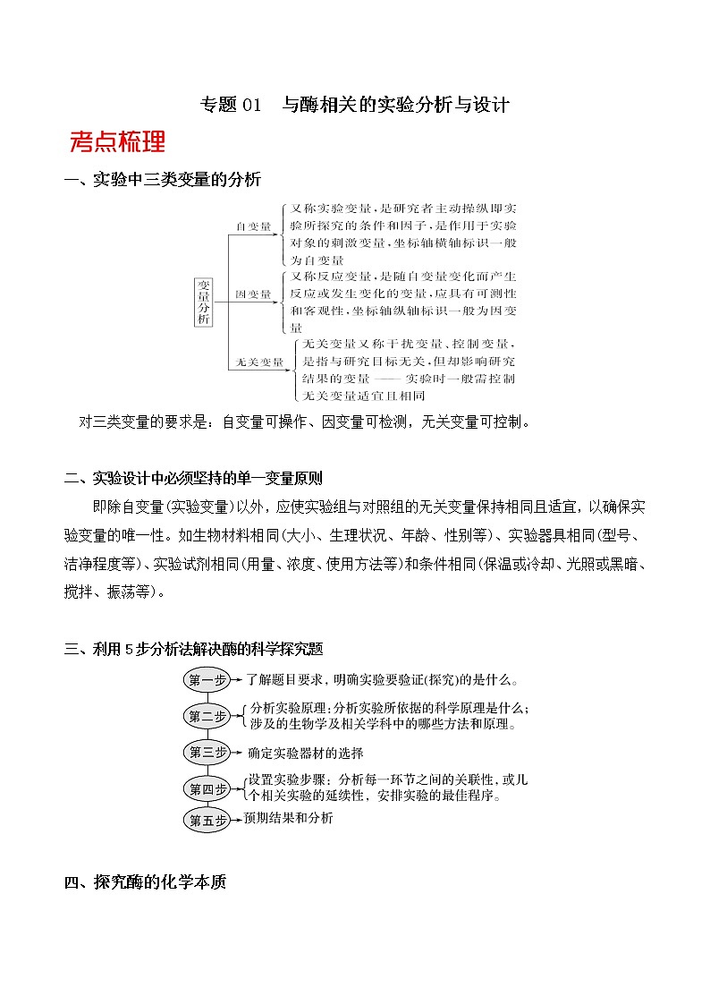 高考生物三轮冲刺核心考点透析专题01与酶相关的实验分析与设计（2份打包，解析版+原卷版，可预览）01