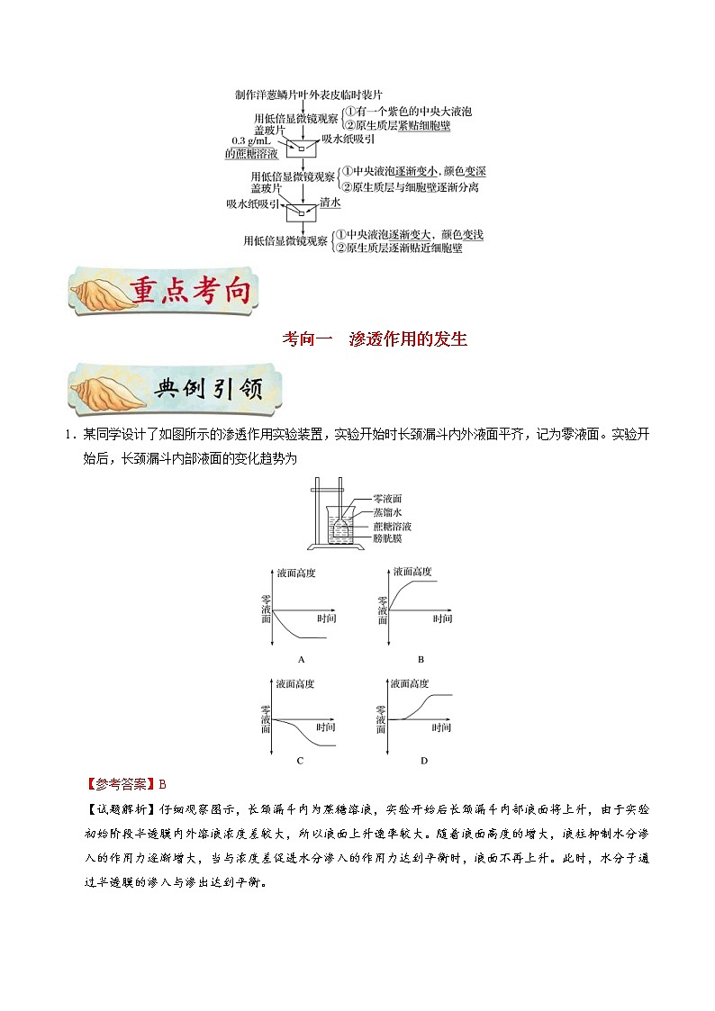 高考生物一轮复习考点一遍过考点13 渗透作用的原理及应用(含解析)第2页