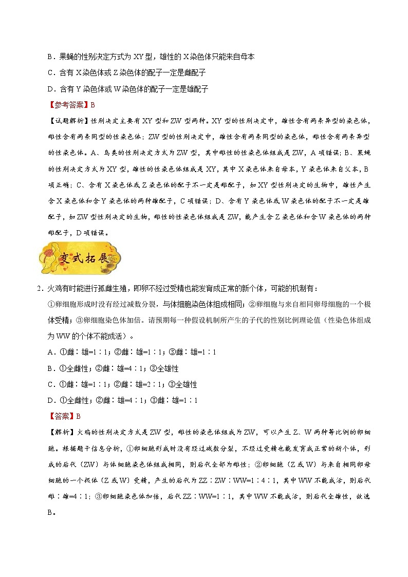 高考生物一轮复习考点一遍过考点40 伴性遗传(含解析) 试卷02