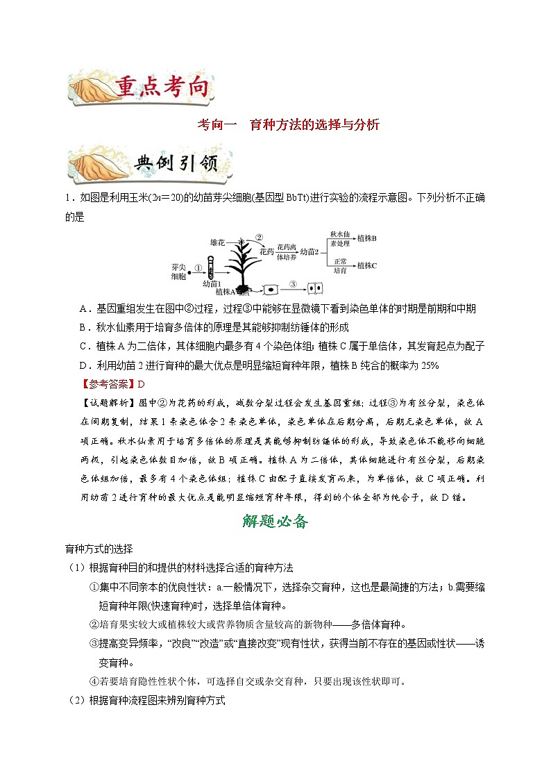 高考生物一轮复习考点一遍过考点44 生物变异在育种上的应用(含解析)第2页