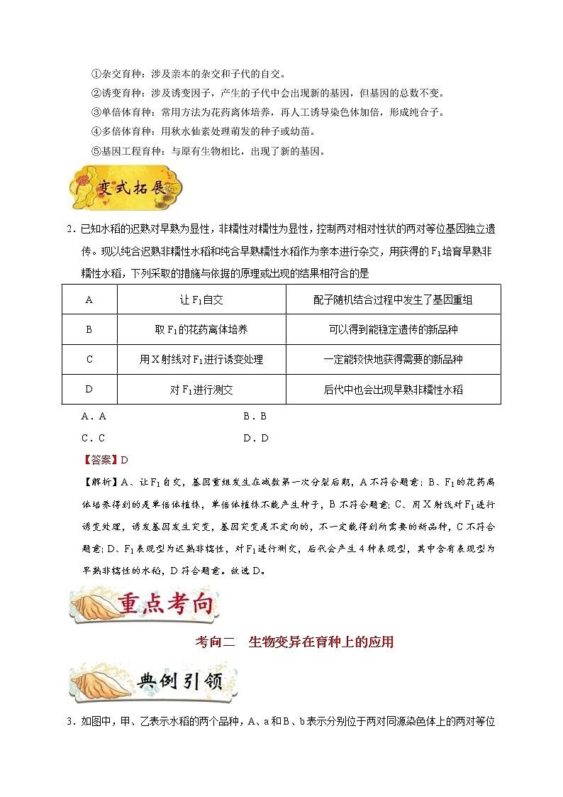 高考生物一轮复习考点一遍过考点44 生物变异在育种上的应用(含解析)第3页