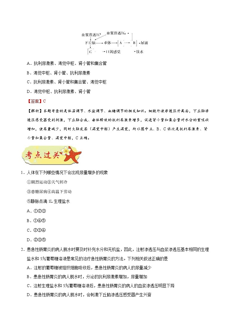 高考生物一轮复习考点一遍过考点51 水盐平衡调节(含解析)第3页