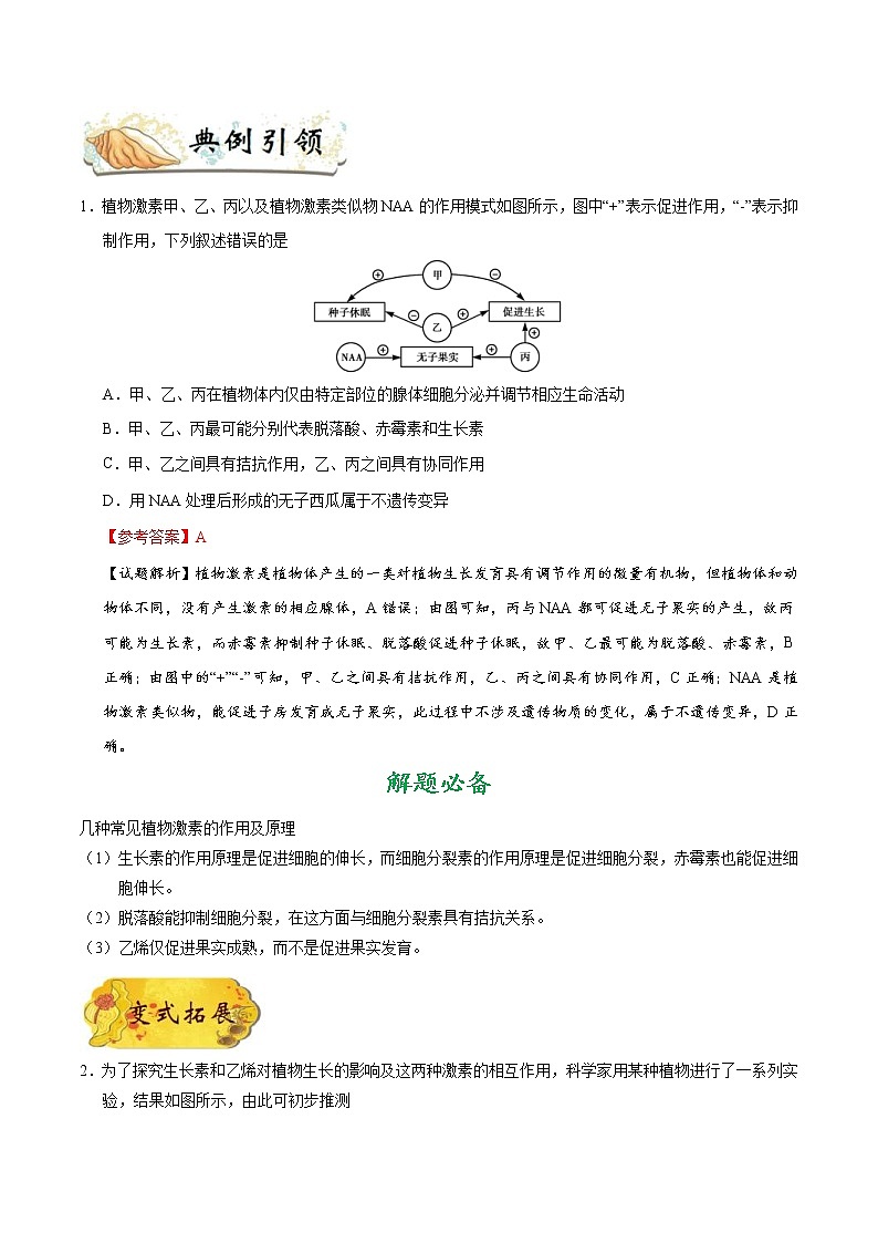 高考生物一轮复习考点一遍过考点57 其他植物激素及植物激素的应用(含解析) 试卷02
